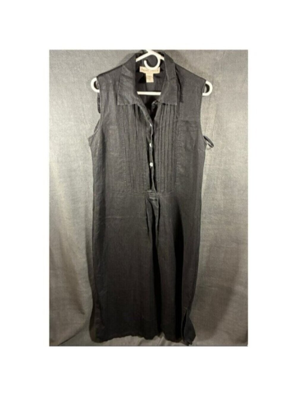 sweet Jessie women linen maxi dress medium black coastal beachy button vacation
